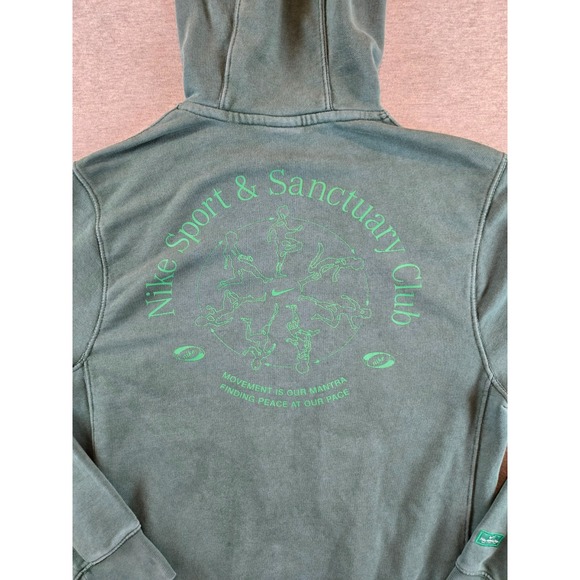 Nike Sport & Sanctuary Wellness Hoodie Sweatshirt Mens Small Green Embroidered - Picture 4 of 14
